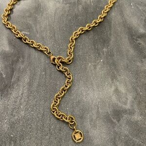 Vintage Givenchy Gold Lariat Adjustable  Gold Chain Necklace